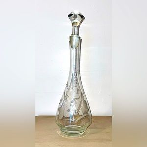 VTG MCM Frosted Butterfly Design Wine Decanter
